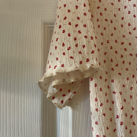 FRNCH Paris cottagecore ditsy print v neck button up blouse tee jersey - Picture 3 of 7